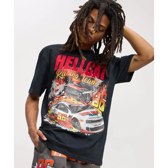 Reason x Dodge Hellcat T-Shirt Men’s Black Racing Team Short Sleeve Tee - Picture 6 of 6